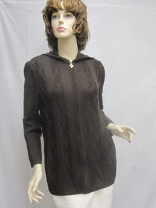 St John Knit SPORT NWOT Brown Hoody Zip Jacket Size P 4 6 - Picture 1 of 1
