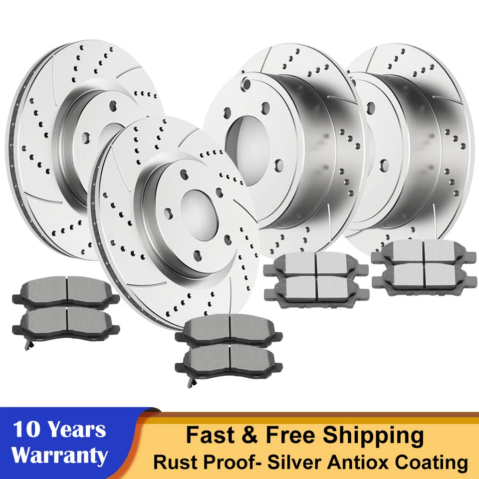 For Jeep Compass Patriot Dodge Avenger Caliber Front Rear Rotors Brakes Pads Kit - Image 1 of 4