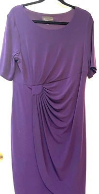 DRESSBARN SZ 14 Woman CONNECTED Faux Wrap PURPLE SHORT SLEEVE DRESS - DRESS BARN Foto 1 de 4