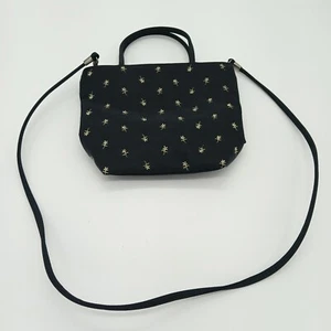 Vtg Esprit Hand Bag Black Gold Floral Accents Cross body Shoulder Purse - Picture 1 of 11