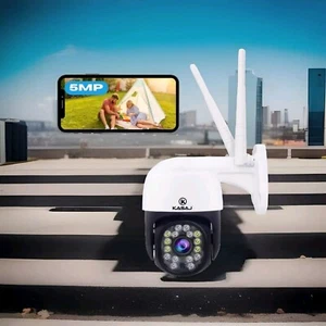 Telecamera di sicurezza WiFi wireless da esterno 5 MP 360° tracciamento automatico sistema CCTV IP65 WP - Foto 1 di 9