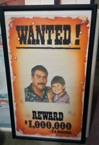 28"x16" Framed Limited Edition Saddam Hussein & Son Wanted Poster Picture Print - Picture 1 of 9
