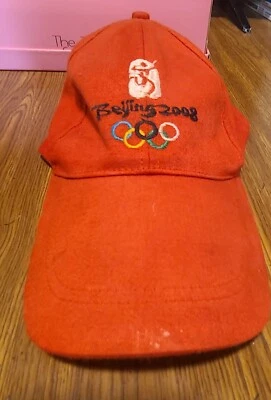 Beijing 2008 Olympics Red Baseball Hat Cap Adjustable Strapback"NEEDS CLEANED" - Image 1 of 2