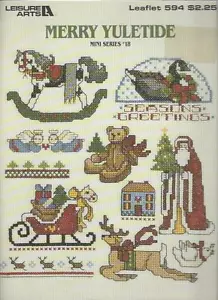 CROSS STITCH / NEEDLEPOINT - MERRY YULETIDE - LEISURE ARTS LEAFLET 594 - Imagen 1 de 2