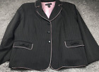 Blacker Womens Blazer Jacket Size 22W Black Striped Button-Up Shoulder Pads