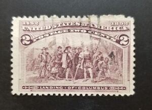 1893 Us stamp #231 Columbus Landing 2 Cent USED