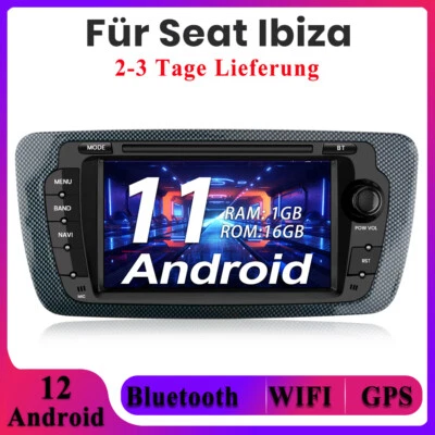 7"Android11 Für Seat Ibiza Autoradio Navi GPS SWC USB DAB+ RDS WIFI BT 1+16G  - Bild 1 von 4