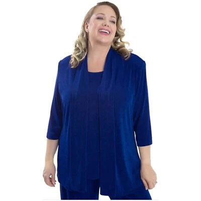 NWT - Vikki Vi Classic Royal Blue 3/4 Sleeve Kimono Jacket - Image 1 of 4