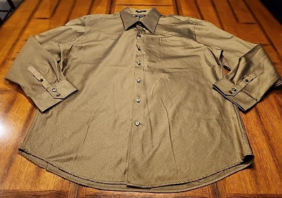 CAMISA DE VESTIR NUEVA CON ETIQUETAS BRANDINI PARA HOMBRE ABOTONADA XXL MARRÓN A RAYAS MANGA LARGA ALGODÓN $43 Foto 1 de 4