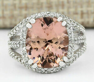 2.47 Ct Cushion Simulated Morganite Engagement Ring 925 Silver Gold Plated