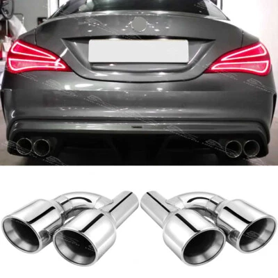 2X For Mercedes Benz CLA180 250 45 2.5" In 4" Out Double Wall Dual Exhaust Tips - Image 1 of 4