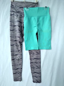 2 Piece Lot  Women Small Workout Leggings Shorts  High Waist Tummy Control New - Picture 1 of 8