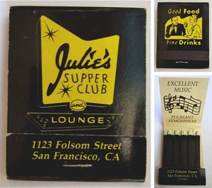 FIAMMIFERI PUBBLICITARI "JULIE'S - SUPPER CLUB" - San Francisco USA - ANNI '90 - Picture 1 of 1