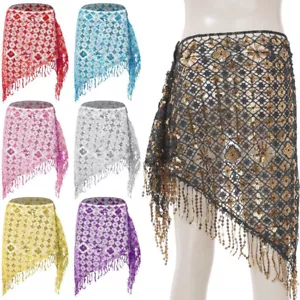 Women Wrap Skirt Nightclub Miniskirt Shiny Hip Scarf Triangle Clothing Chiffon - Picture 1 of 80