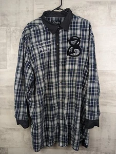 VINTAGE Eight 732 Button Up Shirt Mens 4XL Plaid Blue Red Green Black 90s Street - Picture 1 of 6