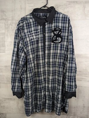 VINTAGE Eight 732 Button Up Shirt Mens 4XL Plaid Blue Red Green Black 90s Street - Image 1 of 4