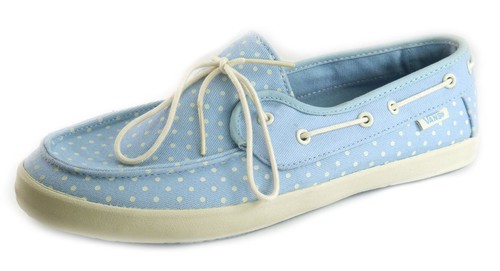 Décolleté stringate donna Vans Chauffeur tela a pois blu bianco