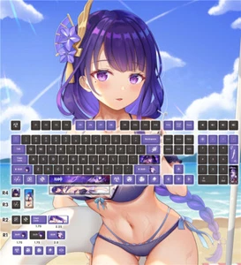 Teclas de impacto Genshin Raiden Shogun 124 teclas PBT Dye-sub para teclado Cherry MX - Imagen 1 de 7