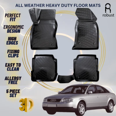Floor Mats Liners For Audi A6 1995-2000 C5 All Weather Heavy Duty 3D Car Rugs S6 - Image 1 of 4