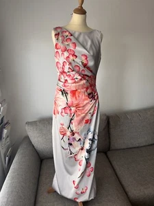Damsel in a Dress Oyster Coloured Long Orchid Floral Drape Dress Size 12 - New - Picture 1 of 18