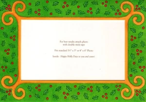 Christmas Gold Scroll Happy Holly Berry Berries Photo Greeting Cards - Set of 10 - Picture 1 of 3