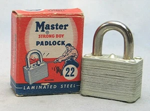 Vintage Master Strong Jungen Vorhängeschloss mit Box -- Neu aus altem Lagerbestand - kein Schlüssel - Bild 1 von 6