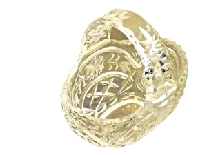 Vintage Cut Crystal Clear Glass 5” Basket w/Handle & w/Cut & Etched Flowers - Picture 1 of 7