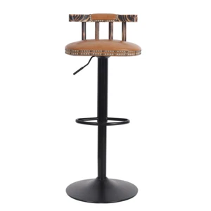 Juego de 2 sillas de cocina giratorias de cuero taburete de bar altura ajustable - Imagen 1 de 28