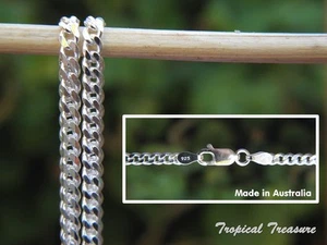 3.0mm CURB Chain (16" 40cm - 32" 80cm) - 925 SOLID Sterling Silver - Picture 1 of 1
