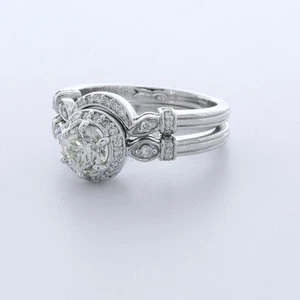 1,75 KTW LABOR DIAMANTEN I/VS2 RUNDSCHLIFF 14K WEISSGOLD VINTAGE SEITENSTEIN RING SET - Bild 1 von 3