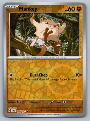 Pokemon TCG SV08: Surging Sparks Mankey 098/191 Reverse Holo - Image 1 of 2