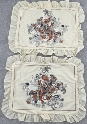 VTG JC Penney Tastemaker Pillow Shams (2) Standard Floral Ruffle USA Made 70s - Image 1 of 4