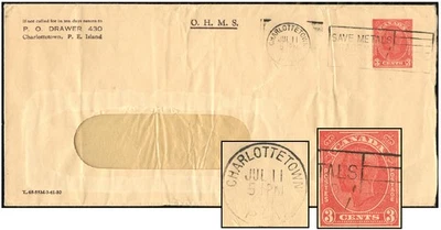 CANADÁ 3¢ CAJÓN 430 PEI OFICIAL / JUN 1941 DENX38-29 Foto 1 de 4