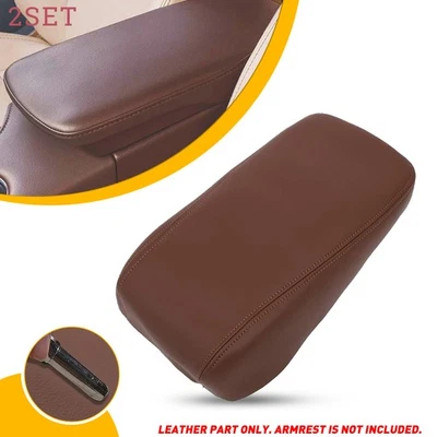 Juego de 2 cubiertas de reposabrazos con tapa de consola central de cuero marrón para Toyota Av 2013-2018 Foto 1 de 4