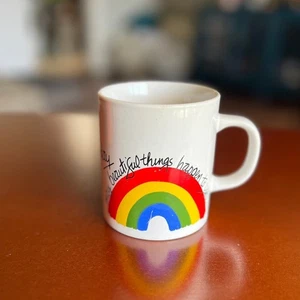 Vintage 80er Jahre "Beautiful Things" Regenbogen Tasse - Bild 1 von 6