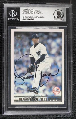 BAS 1999 Pacific Crown Collection Mariano Rivera #196 BGS Authentic Auto HOF - Image 1 of 2