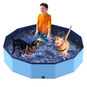 Foldable Pool for Dog and Kids 57" Washing Portable Plastic Tub for Large Dog... - Picture 1 of 7