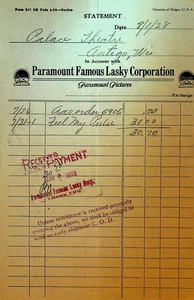 Famous Players Lasky Corp Statement August 1 1928 Feel My Pulse - Picture 1 of 1