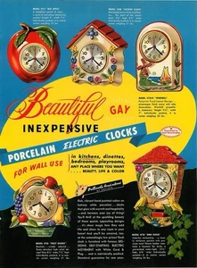 Relojes de porcelana coloreados a mano 1950 - Anuncio impreso vintage: hoja de catálogo de 2 caras - Imagen 1 de 2