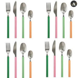 16-teiliges Besteckset Mehrfarbig Edelstahl Essutensilien Gabeln Löffel - Bild 1 von 4