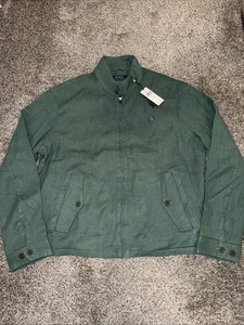 Polo Ralph Lauren verde bomber giacca lino cotone pony uomo XL NUOVO CON ETICHETTE $298 - Foto 1 di 12