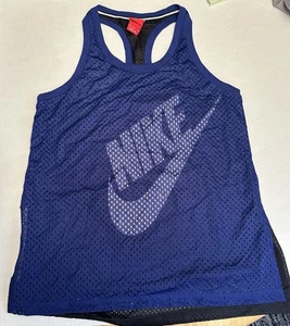 Nike Women’s Mesh Racerback GYM Tank Top Shirt Sport 726108-455 Blue Size M - Picture 1 of 9
