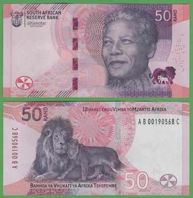 South Africa 50 Rand UNC Banknote 2023 P-150 Nelson Mandela Lion Multilingual - Image 1 of 3