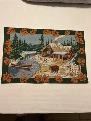 7 件套秋季主题挂毯 Placemats 熊小屋叶子 秋季 — 第 1/3 张图片