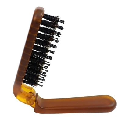 Travel Folding Hair Brush Portable Boar Bristle Brush for Men Women Kids - Image 1 of 4