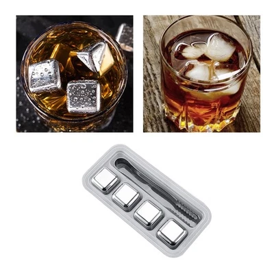 Stainless Steel Ice Cubes Reusable Whiskey Stones Chilling Stone for Wine - Image 1 of 4