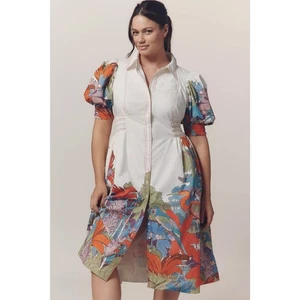 Neu mit Etikett Anthropologie Maeve Gr. 3X gesmoktes Shirtkleid mit Puffärmeln - Bild 1 von 4