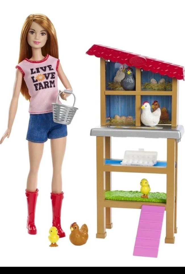 Juego de granjero de pollos pelo rojo Barbie Mattel Barbie puedes ser cualquier cosa  Foto 1 de 4