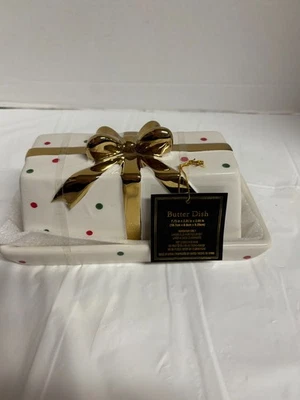 Home Essentials праздник покрытый керамики/фарфора масло блюдо новый с ярлыками - Изображение 1 из 4
