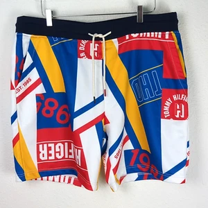 Tommy Hilfiger pantaloncino uomo denim maglia grande 38 multicolore logo elasticizzato brillante - Foto 1 di 11